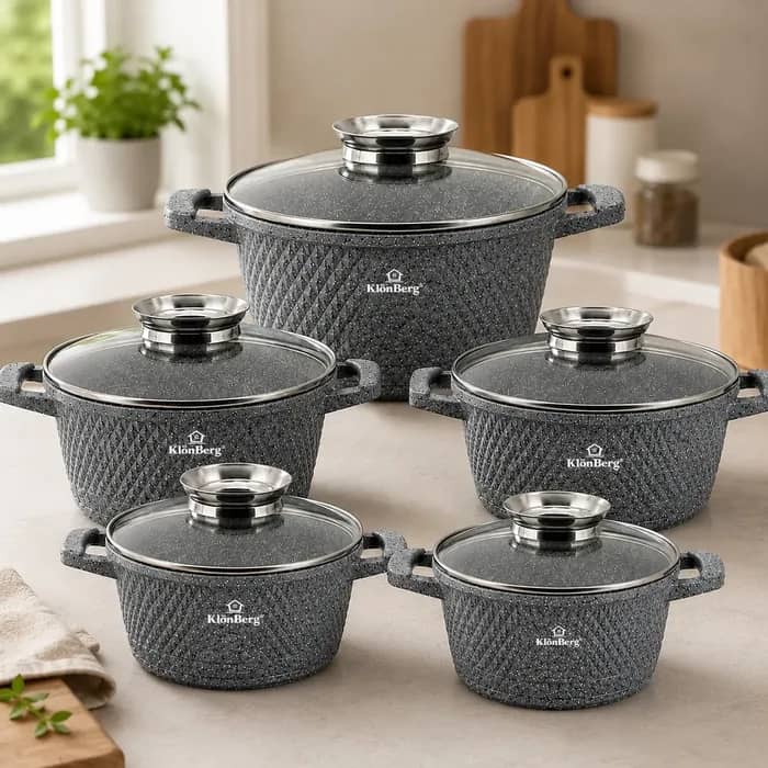 products.photoOf Ceramic Marble Nonstick Soup Pot Set 10 Pcs KlonBerg KB-3743