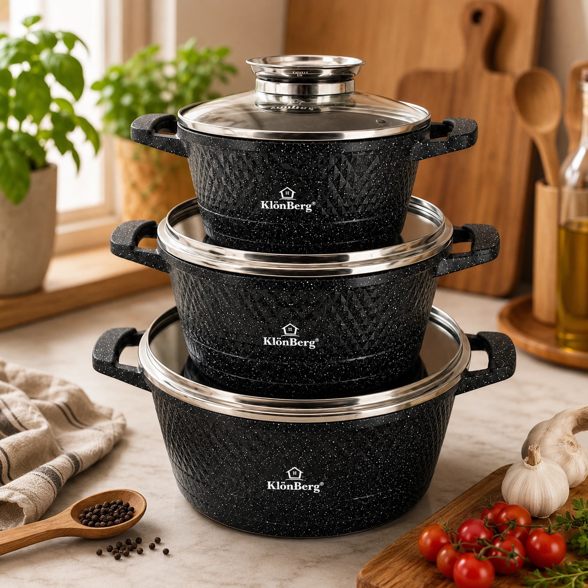 products.photoOf Cast Aluminium Cookware Set 6 PCS with Marble Non-Stick Coating KB-3824