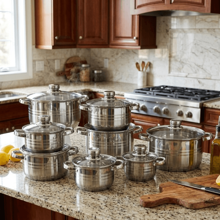 products.photoOf Stainless Steel Cookware Set 16 Pcs Premium Mirror Finish Pots with Lids KB-2513