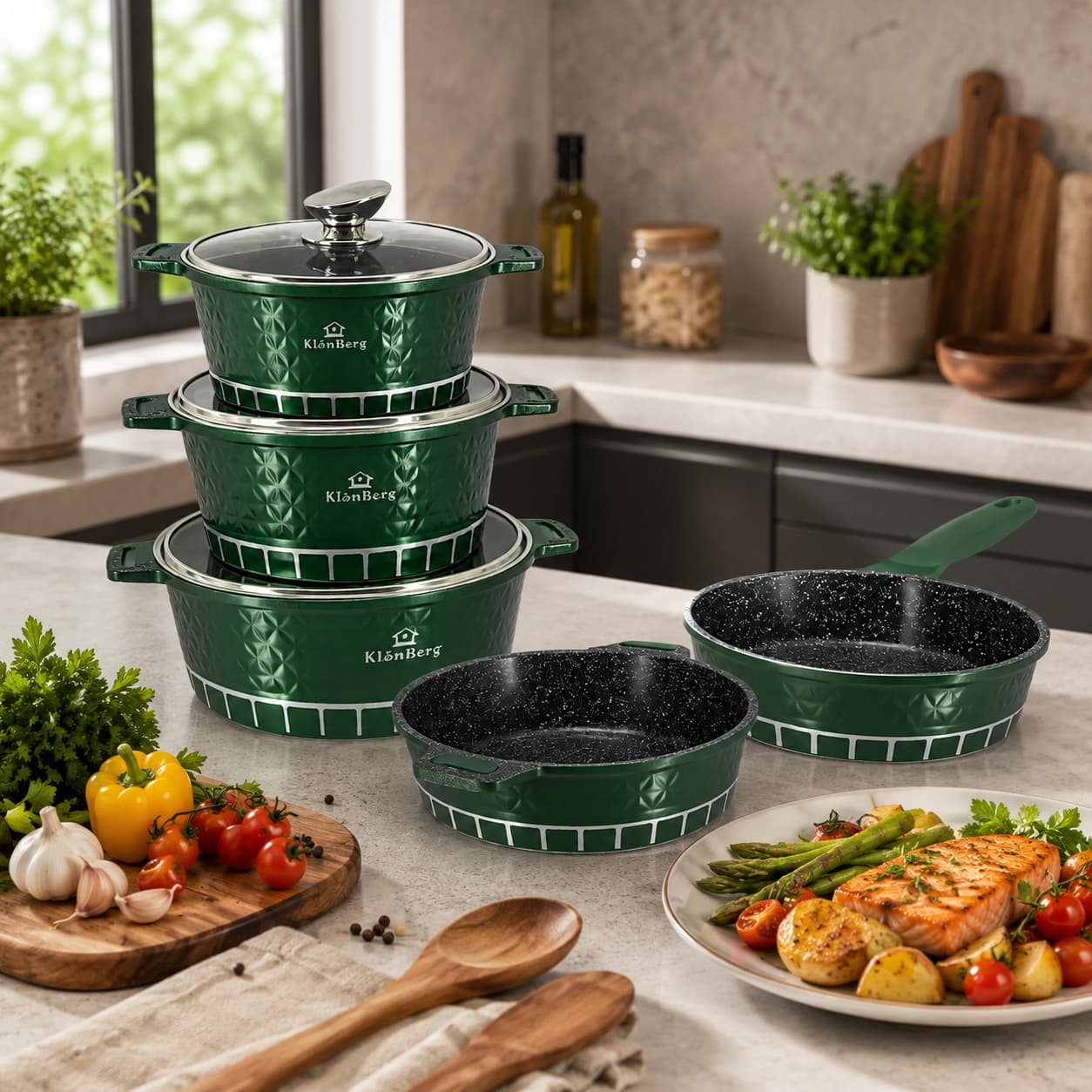 products.photoOf Ceramic Marble Cookware Set 10 Piece Induction KB-4219