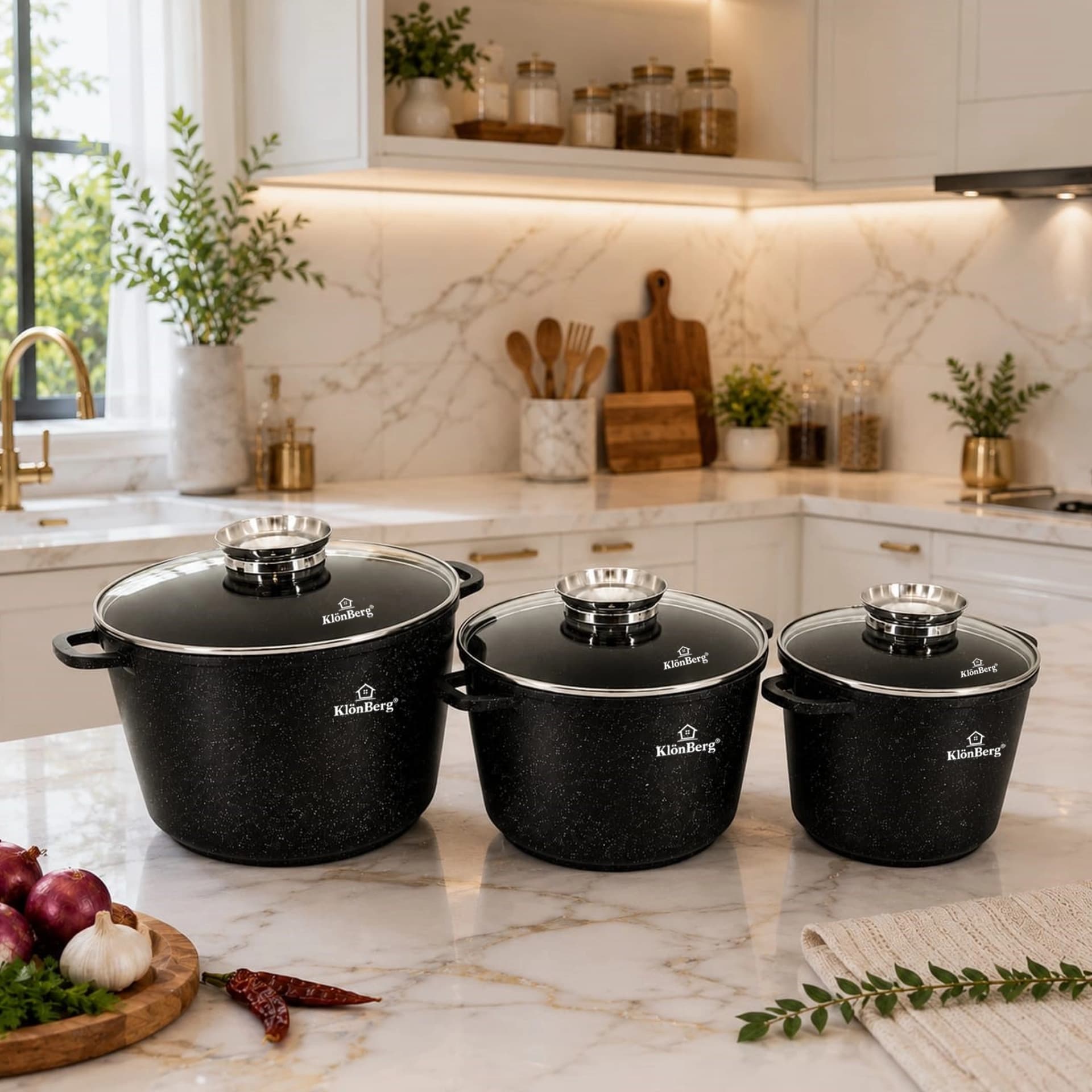 products.photoOf Ceramic Marble Cookware Set 6 pcs Non Stick Pot Set - KB-4067