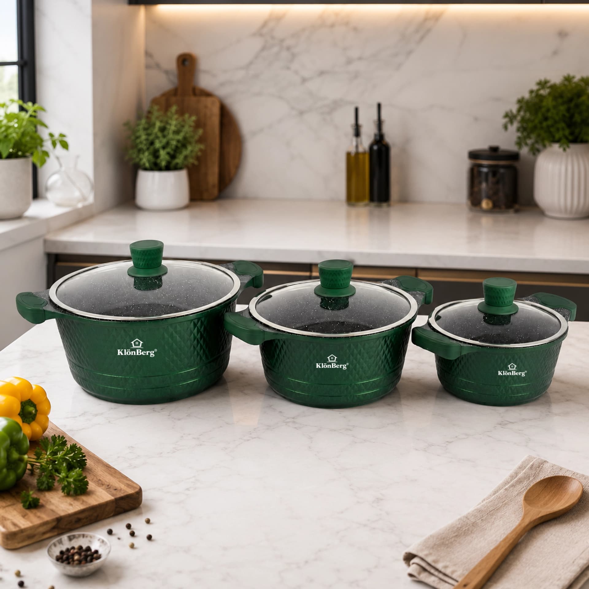 products.photoOf Ceramic Marble Cookware Set Green 6 Pcs KB-4222